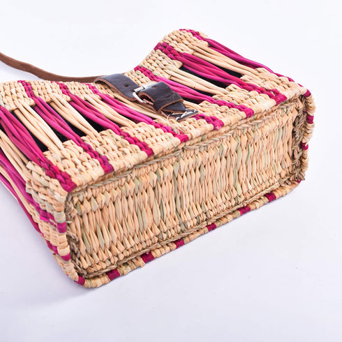 Handcrafted French Basket with Pink Stripe - Decorative, Versatile, Eco-Friendly